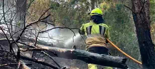 Ortol&aacute;: "El compromiso y la profesionalidad de los bomberos de Castell&oacute;n, que contin&uacute;an colaborando sobre el terreno en unas condiciones muy exigentes para contribuir al control del incendio"