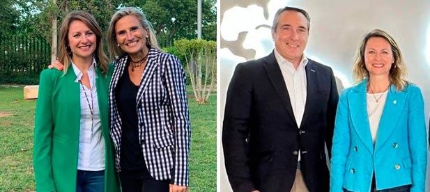 La presidenta del PP en la ciudad y alcaldesa de la capital, Begoña Carrasco, felicita a Susana Fabregat y a Rubén Ibáñez por sus nombramientos