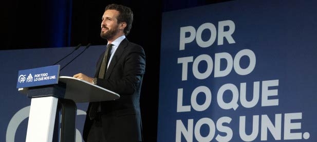 El presidente nacional del Partido Popular, Pablo Casado