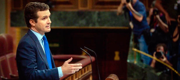 Pablo Casado, durante el debate de investidura en el Congreso de los Diputados