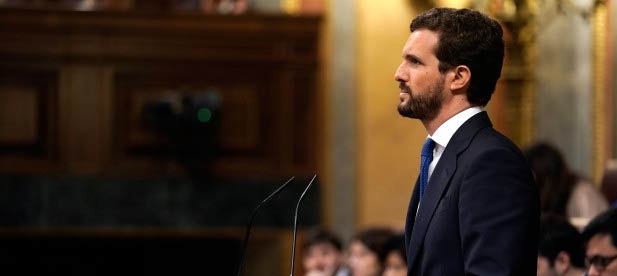 Pablo Casado, durante su intervención en el debate de investidura