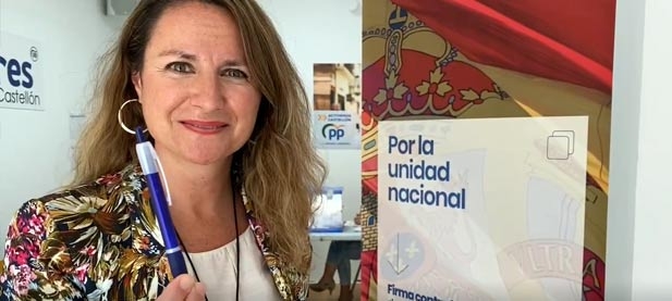 La portavoz del PP en el Ayuntamiento de Castellón invita a que firmes contra Pedro Sánchez.
