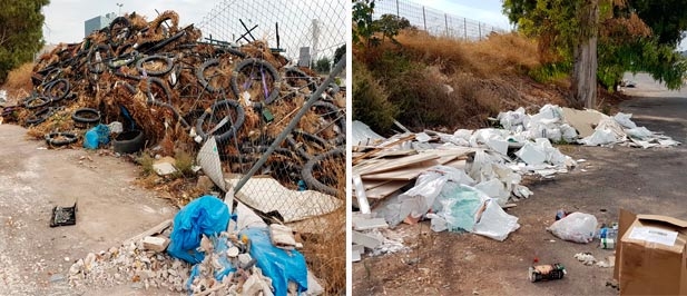 El gobierno municipal de PSOE, Compromís y Podemos no hace nada para acabar con las montañas de residuos acumulados que producen mal olor y favorecen la proliferación de insectos y roedores.