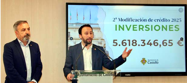  El concejal destaca que "en total, sumado a otras cantidades, Castellón contará con 18,3 millones de euros en inversiones este 2025"