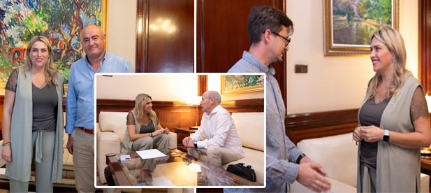 Marta Barrachina con los alcaldes de Toga, Benlloc y El Toro