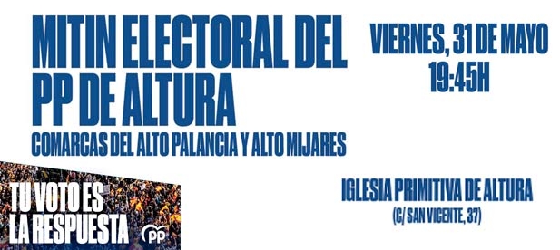 El viernes 31, a las 19.45 horas, la localidad acogerá un mitin electoral porque “cada voto cuenta el próximo 9 de junio”