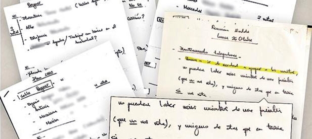 Los manuscritos del «Plan 1.000» para conseguir mil votos con empleos municipales puerta a puerta.