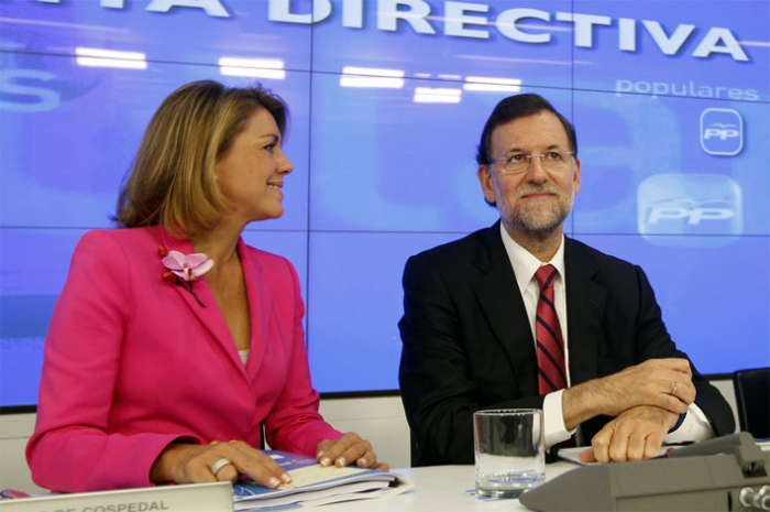 mariano Rajoy con Cospedal en una Junta de la Dirección Nacional