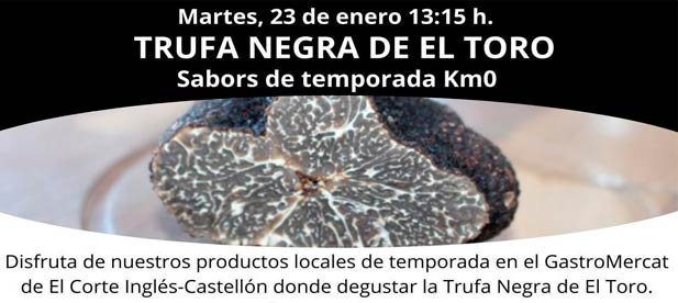 Los días 23 y 24 de enero la localidad castellonense de El Toro estará presente en el Corte Inglés de Castellón y Valencia, respectivamente, para dar a conocer y poner en valor “este oro negro que crece en nuestra tierra”, comenta el alcalde José Arenes